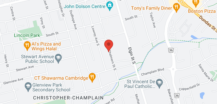 map of 80 -  135 Chalmers Street S